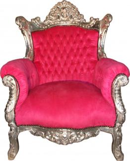 Casa Padrino Barock Sessel "Al Capone" Pink/Silber