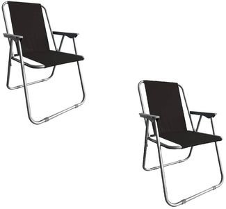 Campingstuhl Anglersessel Gartenstuhl Sessel mit Armlehne schwarz 2er Set