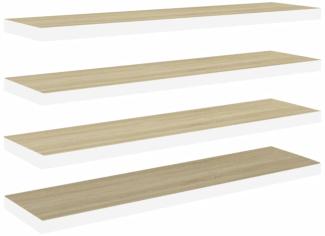 vidaXL Schweberegale 4 Stk. Eiche und Weiß 90x23,5x3,8 cm MDF 326584