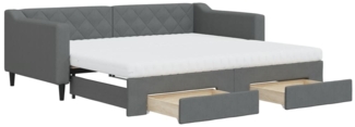 vidaXL Tagesbett Ausziehbar mit Schubladen Dunkelgrau 90x190 cm Stoff 3197491