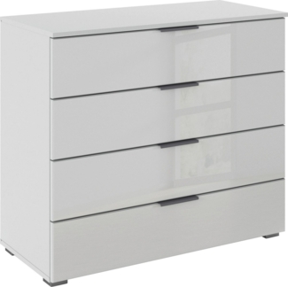 rauch Schubkastenkommode Sideboard Schubladenkommode Schubladenkommode AGORDO mit Glasfront (in zwei Griff-Farben), Breite 93 cm mit 4 großen Schubladen für viel Stauraum MADE IN GERMANY