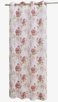 Clever-Kauf-24 Gardine Ösenschal Leinenoptik mit Rosen 2643, Ösen, transparent, bedruckt