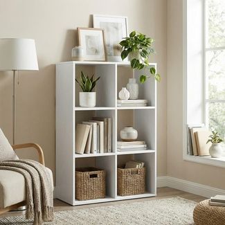 VASAGLE Standregal mit offenen Fächern, 3 Ebenen Würfelregal, Bücherregal für Wohnzimmer, Schlafzimmer, Homeoffice, weiß