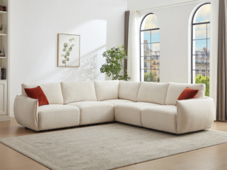 Vente-unique - Ecksofa – Chenille-Stoff – Beige – OCTAVINE