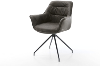 Esszimmerstuhl Kaira-Flex Mikrofaser Anthrazit Vintage Kreuzgestell konisch Schwarz