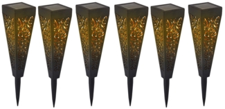 6er Set Solarleuchten, Erdspieß, schwarz-gold, H 33 cm