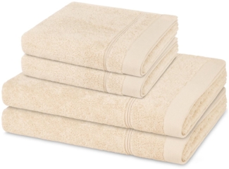 Ross Rubin 4 tlg. Frottier-Set - 2 X Handtuch (50 X 100cm), 2 X Duschtuch (70 X 140cm) - 480 - Natur