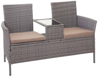 MCW Gartenbank MCW-E24, Poly-Rattan, mit Armlehnen, Bezüge mit Reißverschluss, wasserabweisend
