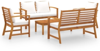 vidaXL 5-tlg. Garten-Lounge-Set mit Auflagen Massivholz Akazie 3057786