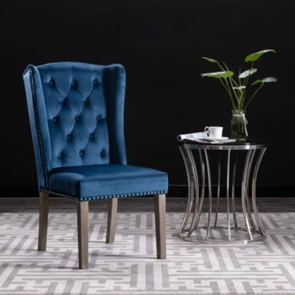 vidaXL Esszimmerstühle 2 Stk. Blau Samt [3055847]