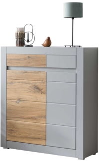 Kommode Sideboard Casablanca 100x35x113cm Platingrau Zinneiche 2-türig