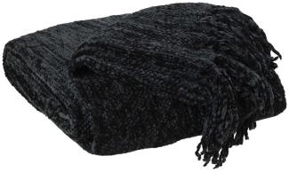 Wohndecke Wohnplaid, Schwarz, B 130 cm, L 180 cm, Home4You