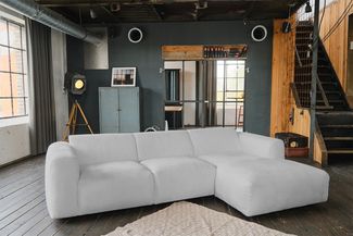 KAWOLA Sofa VALAR Ecksofa Stoff silber Recamiere rechts 73 x 165 x 280 cm