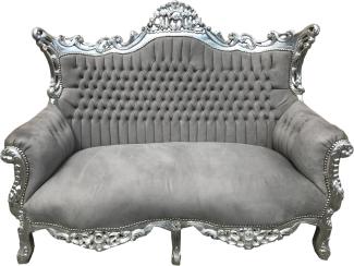 Casa Padrino Barock 2-er Sofa Master Grau / Silber - Antik Stil Möbel