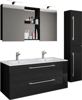 VCM Badmöbel Waschtisch Budasi ohne Beleuchtung 917554 Schwarz H. 150 x B. 145 x T. 46 cm