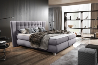 99rooms Florian Boxspringbett 180x200 cm Struktur JAZZ Hellgrau Taschen-Federung