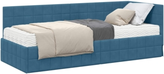 vidaXL Eckbettgestell mit Matratze mit Kopfteil 2 pcs Blau Samt 3393917