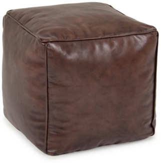 Pouf Mendez aus Leder, Braun, 40 x 40 x 40 cm