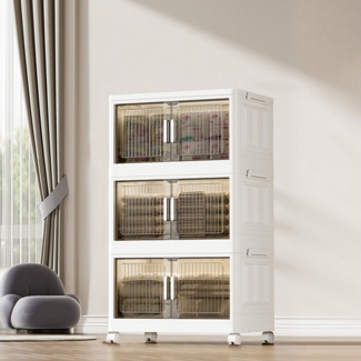 POPOLIC Aufbewahrungsbox Stapelbare Aufbewahrungsbox mit Rädern, Deckel (Kunststoff-Aufbewahrungsbox für Hausorganisation Schlafzimmer Wohnheimzimmer, 3 St, Bad Organizer Frischhaltedosen, für Büro, Küche & Wohnzimmer), Aufbewahrungsbox Große Stapelbar...