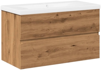 vidaXL Waschbeckenunterschrank mit Einbaubecken Artisan-Eiche 3328924