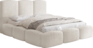 WFL GROUP Polsterbett Harmony mit Bettkasten und Lattenrost, Bettgestell, ohne Matratze (erhältlich in 5 Größen 120x200, 140x200, 160x200, 180x200, 200x200 cm), Doppelbett mit hohem Kopfteil, Boucle oder Samt Stoff, Made in EU