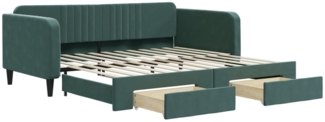 vidaXL Tagesbett Ausziehbar mit Schubladen Dunkelgrün 100x200 cm Samt 3197120