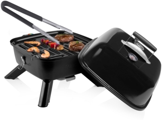 Hybrid Grill & Grillzage Elektro- oder Holzkohlegrill, 37x37 cm, 2000Watt