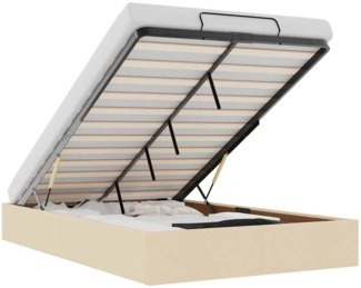 vidaXL Ottoman-Bett ohne Matratze Creme 120x190 cm Stoff 3310866