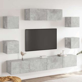 vidaXL 7-tlg. TV-Schrank-Set Betongrau Holzwerkstoff 3114521