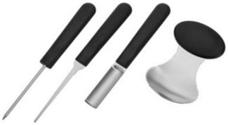 Thiru Tranchiermesser Kürbis Schnitz-Set - Halloween 4-tlg. - Edelstahl - inkl. Vorlagen