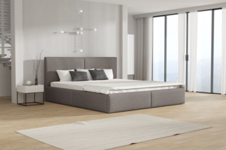 Polsterbett Doppelbett BERGEN Komplettset 120x200cm Stoff Freya Grau