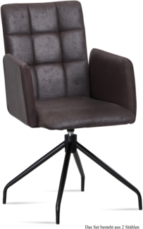 Armlehnstuhl drehbar (2er-Set) Dollie 52x91x60 Schwarz/Espresso