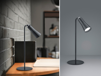 3 in 1 LED Akku Tischleuchte MAXI mit Klemm- & Klebestation, Schwarz H: 36cm