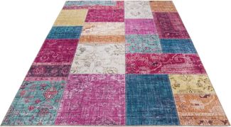 LUXOR living Teppich Prima 2, rechteckig, Höhe: 7 mm, Kurzflor, Patchwork Muster, Vintage Design, Wohnzimmer