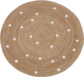 Teppich Jute beige ø 140 cm geometrisches Muster Kurzflor KHARRA