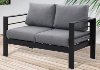 MeXo Gartenlounge-Set Gartenmöbel Set Aluminium Loungeset für Terrasse Balkon, (Set, 1-tlg, 1× 2-Sitzer Sofa, 4 × Auflagen), wetterfest Gartensofa Loungesofa Balkonsofa für 1-2 Personen