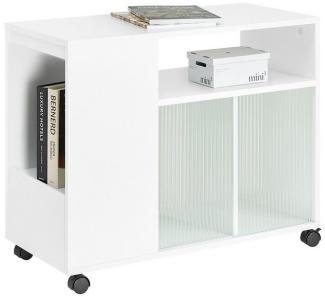 SoBuy Rollcontainer FBT142, Aktenschrank Druckertisch Lagerschrank mit Rollen Bürowagen Weiß