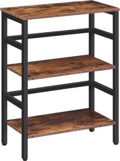 HOOBRO Leiterregal Standregal 3 Ebenen Bücherregal Vintagebraun Schwarz 60x30x81