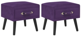 vidaXL Nachttische 2 Stk. Dunkelviolett 40 x 35 x 40 cm Samt 276385