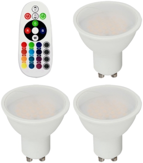 3er Set RGB LED 3,5 Watt Leuchtmittel GU10, Fernbedienung