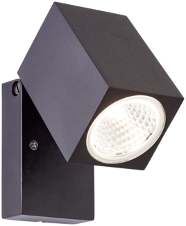 BRILLIANT Burk LED Außenwandstrahler schwarz | 1x LED integriert, 6W LED integriert, (Lichtstrom: 600lm, Lichtfarbe: 3000K)