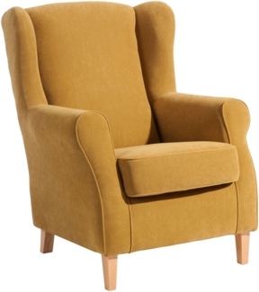 Ohrensessel Karlen Bezug Veloursstoff Buche natur / mais 22051