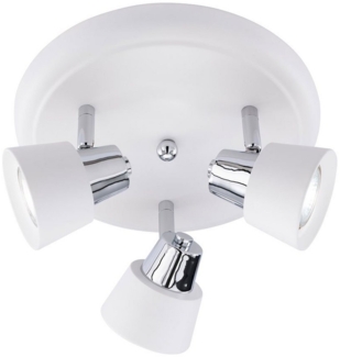 Deckenlampe, Metall, weiß, Strahler schwenkbar, D 25 cm
