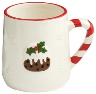 Next Becher Tasse mit Weihnachtspudding-Motiv, Steingut