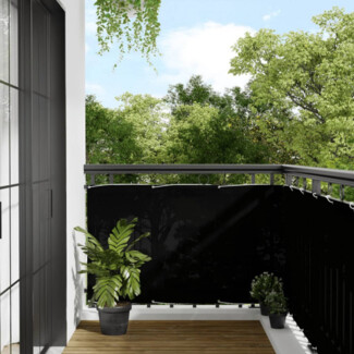vidaXL Balkon-Sichtschutz Schwarz 90x1000 cm 100 % Polyester-Oxford 4000370
