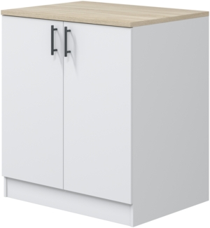 Spülenunterschrank >KIRA< in Weiß glänzend/Mattweiß - 80x90x60 (BxHxT)