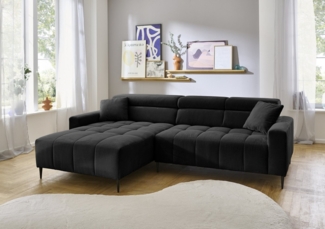 Iwaniccy Wohnlandschaft elektr. Sitztiefenverstellung, Cord schwarz - 256x100x180cm (BxHxT)