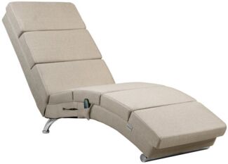 Casaria Relaxliege XXL London Massage- Heizfunktion Ergonomisch 186cm Relaxsessel Loungesessel Chaiselongue Stoff Beige