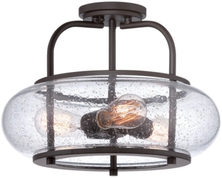 Deckenleuchte, Metall Glas, Bronze, D 40,6 cm