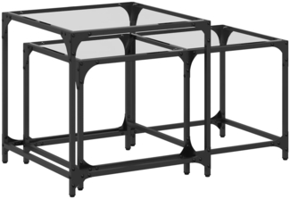 vidaXL Satztische 2 Stk. mit Glasplatte Transparent Stahl 845984